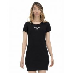 Damski T-shirt maxi w odcieniach ziemi. Czarne t-shirty damskie LEONE 1947 APPAREL, l, bez wzorów, z tkaniny, sportowe, bez kołnierzyka, bez ramiączek. W wyprzedaży za 111.80 zł.