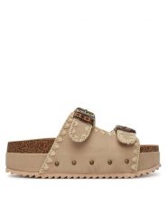 DeeZee Klapki LB-P1684 Beżowy. Brązowe klapki damskie DeeZee, bez wzorów, z materiału, bez obcasa, bez zapięcia. Za 119.99 zł.