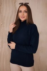 Sweter z półgolfem granatowy. Niebieskie swetry nierozpinane damskie KESI, l, bez wzorów, z wełny, bez kołnierzyka, plus size, bez ramiączek. Za 139.05 zł.