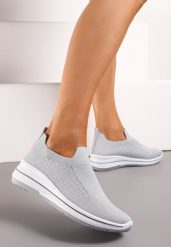 Szare Casualowe Buty Sportowe na Płaskiej Podeszwie bez Zapięcia Adalora. Szare obuwie sportowe damskie Renee, na lato, bez wzorów, z jeansu, bez zapięcia. Za 39.99 zł.