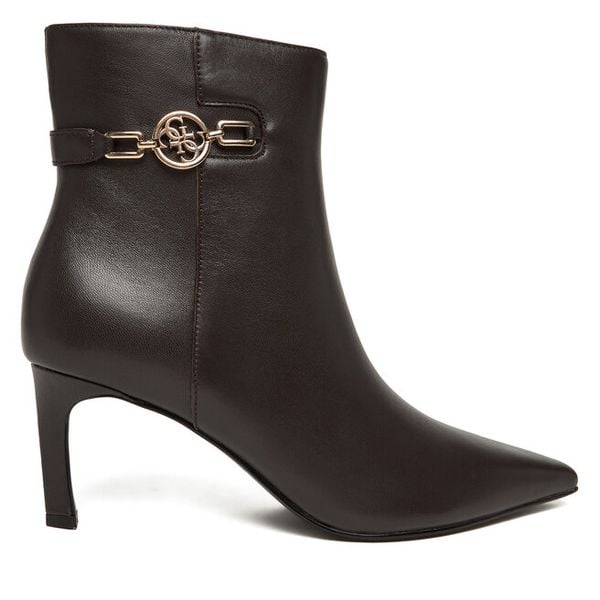 Botki Guess. Brązowe botki damskie Guess, z aplikacjami, bez obcasa, na szpilce, bez zapięcia. Za 499.99 zł.