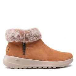 Botki Skechers. Brązowe botki damskie Skechers, bez wzorów, bez obcasa, na płaskiej podeszwie, bez zapięcia. Za 319.99 zł.