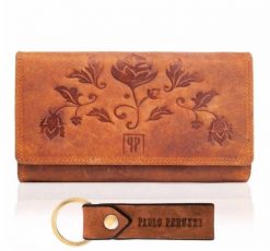 Zestaw prezentowy dla kobiet ZUP-95-OR portfel damski skórzany T-05-OR breloczek vintage T-87-HOR. Portfele damskie Paolo Peruzzi. Za 168.93 zł.
