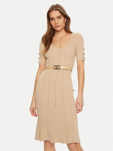 Marciano Guess Sukienka dzianinowa 5RGK07 5810Z Beżowy Regular Fit. Brązowe sukienki damskie Marciano Guess, z aplikacjami, z dzianiny, bez kołnierzyka, bez ramiączek. Za 529.99 zł.