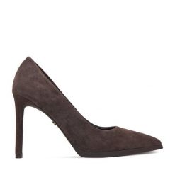 Szpilki GINO ROSSI. Brązowe szpilki damskie Gino Rossi, bez wzorów, bez obcasa, na szpilce, bez zapięcia. Za 349.99 zł.
