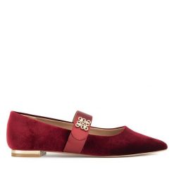 Baleriny Nine West. Czerwone balerinki damskie Nine West, bez wzorów, bez obcasa, bez zapięcia. Za 219.99 zł.