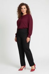 Eleganckie czarne spodnie Jeangaliny11 o kroju wide leg PLUS SIZE XXL OVERSIZE JESIEŃ. Czarne spodnie materiałowe damskie Moda Size Plus Iwanek, na jesień, bez wzorów, z bawełny, biznesowe, z podwyższonym stanem, plus size. Za 199.90 zł.