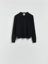 Sweter z kaszmiru - czarny. Czarne swetry nierozpinane damskie Reserved, l, bez wzorów, z kaszmiru, bez kołnierzyka, bez ramiączek. Za 499.99 zł.