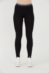 EMPORIO ARMANI Czarne legginsy Stretch Logo. Czarne legginsy damskie Emporio Armani, bez wzorów. W wyprzedaży za 199.99 zł.
