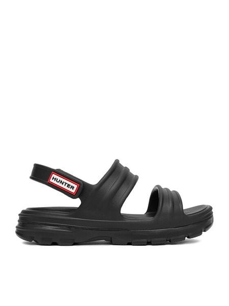 Hunter Sandały HUN8761 Czarny. Czarne sandały damskie Hunter, bez wzorów, z syntetyku, bez obcasa, na płaskiej podeszwie, bez zapięcia. Za 139.99 zł.