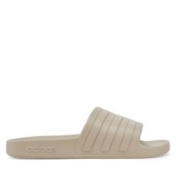 Klapki adidas. Brązowe klapki damskie Adidas, bez wzorów, sportowe, bez obcasa, bez zapięcia. Za 119.99 zł.