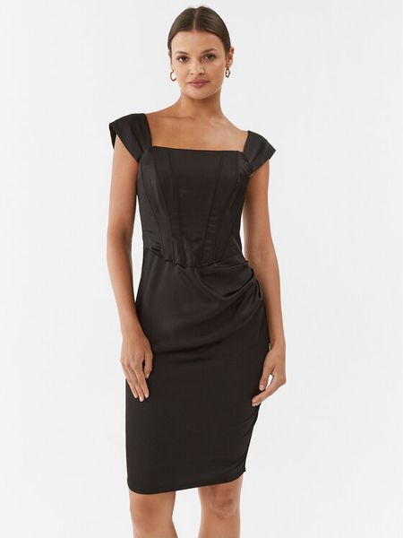 Rinascimento Sukienka koktajlowa CFC0115251003 Czarny Slim Fit. Czarne sukienki damskie Rinascimento, s, bez wzorów, z syntetyku, wizytowe, bez kołnierzyka, bez ramiączek. Za 459.99 zł.