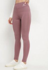 Fioletowe Legginsy z Wysokim Stanem i Gumką w Pasie Bloelia. Fioletowe legginsy damskie Born2be, bez wzorów, z jeansu. Za 29.99 zł.