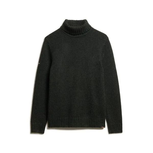 Sweter z golfem Superdry. Czarne swetry męskie Superdry, l, bez wzorów, z materiału, eleganckie, bez kołnierzyka, bez ramiączek. Za 436.40 zł.