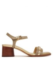 MICHAEL Michael Kors Sandały Mandy 40S6MAMS1D Złoty. Żółte sandały damskie MICHAEL Michael Kors, bez wzorów, ze skóry, bez obcasa, na słupku, bez zapięcia. Za 629.99 zł.