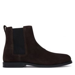 Sztyblety Calvin Klein. Brązowe botki męskie Calvin Klein, bez wzorów, bez obcasa, bez zapięcia. Za 649.99 zł.