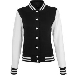 Kurtka Damska Typu Varsity. Białe kurtki sportowe damskie BUILD YOUR BRAND, xs, bez wzorów, bez ramiączek, bez kaptura, trekkingowe. Za 174.99 zł.