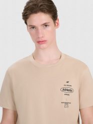 4F T-shirt regular z nadrukiem męski - brązowy XL. Brązowe t-shirty męskie 4F, m, bez wzorów, z bawełny, bez kołnierzyka, bez ramiączek. Za 69.99 zł.