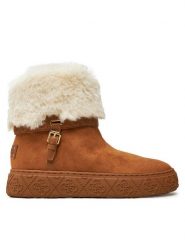 Guess Botki Uncie FLFUNC ESU10 Brązowy. Brązowe botki damskie Guess, z aplikacjami, z materiału, bez obcasa, na płaskiej podeszwie, bez zapięcia. Za 709.99 zł.