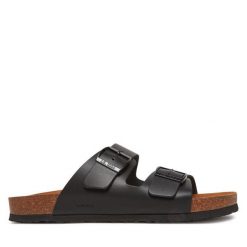 Klapki Josef Seibel. Czarne klapki męskie Josef Seibel, bez wzorów, bez zapięcia. Za 249.99 zł.