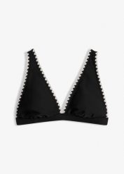 Biustonosz bikini z haftem. Białe stroje kąpielowe damskie bonprix, bez wzorów. Za 79.99 zł.