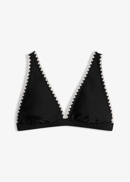 Biustonosz bikini z haftem. Białe bikini bonprix, bez wzorów. Za 54.99 zł.