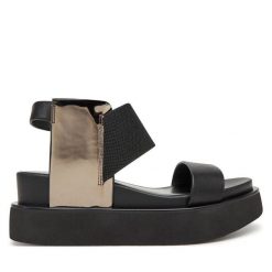 Sandały United Nude. Czarne sandały damskie United Nude, bez wzorów, bez obcasa, na koturnie, bez zapięcia. Za 669.99 zł.