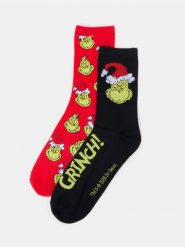 Długie skarpetki ze świątecznym motywem 2 pack Grinch - wielobarwny. Skarpety męskie Sinsay, bez wzorów. Za 15.99 zł.