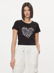 Liu Jo T-Shirt WA4108 JS923 Czarny Regular Fit. Czarne t-shirty damskie Liu Jo, xs, bez wzorów, z bawełny, bez kołnierzyka, bez ramiączek. Za 449.99 zł.