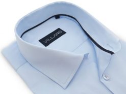 Błękitna koszula z długim rękawem 008. Niebieskie koszule męskie Mmer / Villaro - Koszule męskie, m, bez wzorów, z bawełny, casualowe, bez kołnierzyka, bez ramiączek. W wyprzedaży za 198.00 zł.