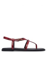 Tommy Hilfiger Sandały Th Buckle FW0FW09514 Czerwony. Czerwone sandały damskie Tommy Hilfiger, bez wzorów, ze skóry, bez obcasa, na płaskiej podeszwie, bez zapięcia. Za 449.99 zł.