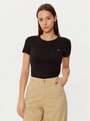 Tommy Jeans T-Shirt DW0DW20459 Czarny Slim Fit. Czarne t-shirty damskie Tommy Jeans, l, bez wzorów, z bawełny, bez kołnierzyka, bez ramiączek. W wyprzedaży za 89.99 zł.