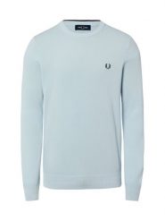 Fred Perry sweter z dzianiny Mężczyźni Bawełna niebieski, M. Niebieskie swetry męskie Fred Perry, m, bez wzorów, z bawełny, sportowe, bez kołnierzyka, bez ramiączek. Za 649.95 zł.