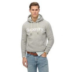 Bluza z kapturem Superdry Core Logo. Szare bluzy męskie Superdry, m, bez wzorów, eleganckie, bez ramiączek, z kapturem. Za 389.85 zł.