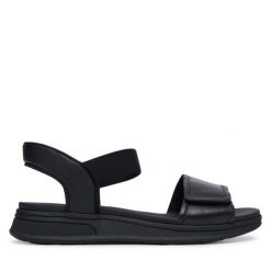 Sandały Caprice. Czarne sandały damskie Caprice, bez wzorów, bez obcasa, na płaskiej podeszwie, bez zapięcia. Za 339.99 zł.