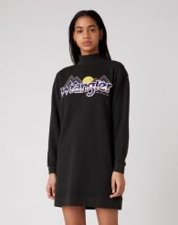 DAMSKA SUKIENKA WRANGLER HIGH NECK SWEAT DRES FADED BLACK W9P2HNXV6 112132452. Czarne sukienki damskie Wrangler, s, bez wzorów, z dresówki, bez kołnierzyka, bez ramiączek. Za 169.99 zł.