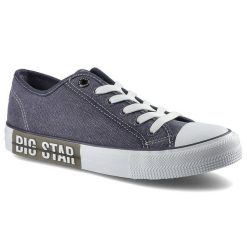 Granatowe Trampki Big Star Damskie Modne Obuwie. Niebieskie trampki i tenisówki damskie BIG STAR, bez wzorów, z denimu, bez zapięcia. Za 89.99 zł.