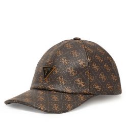 Czapka z daszkiem Guess. Brązowe czapki damskie Guess, z aplikacjami. Za 199.99 zł.