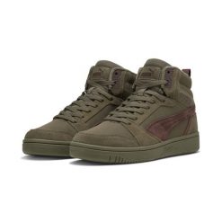 Sneakersy unisex Rebound V6 WTR PUMA Loden Green Chestnut Brown. Brązowe obuwie sportowe damskie Puma, bez wzorów, bez zapięcia, do koszykówki. Za 349.00 zł.