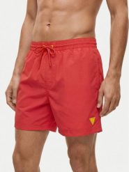 Guess Szorty kąpielowe F6GT25 WG282 Czerwony Regular Fit. Czerwone kąpielówki męskie Guess, z aplikacjami, z syntetyku. Za 219.99 zł.