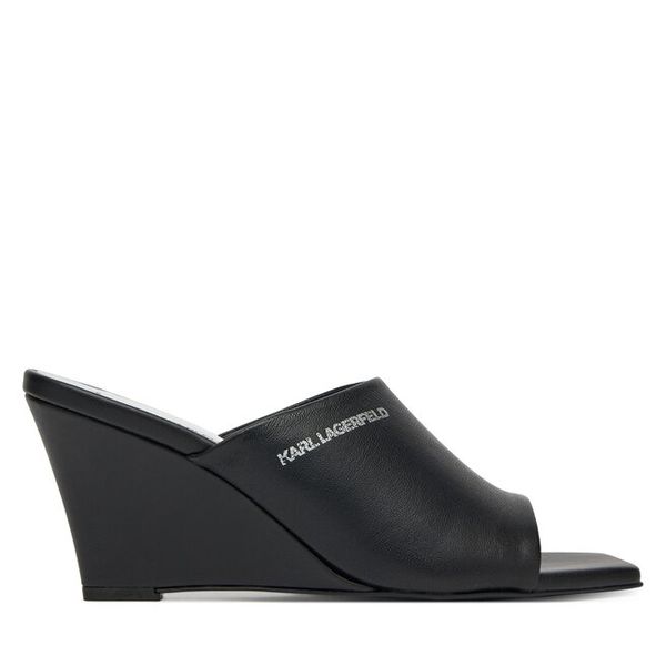 Klapki KARL LAGERFELD. Czarne klapki damskie KARL LAGERFELD, bez wzorów, bez obcasa, bez zapięcia. Za 449.99 zł.