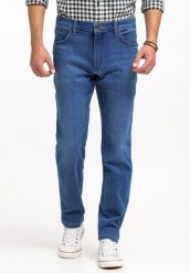 Spodnie Męskie Jeansowe Wrangler River Rustic W112361300, W33 L32. Niebieskie spodnie materiałowe męskie Wrangler, bez wzorów, z bawełny. Za 249.99 zł.