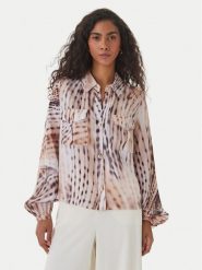 Guess Koszula W6GH22 W1789 Beżowy Regular Fit. Brązowe koszule damskie Guess, xl, z aplikacjami, z lyocellu, bez kołnierzyka, bez ramiączek. Za 524.99 zł.