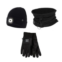 Zestaw termoaktywny unisex – Czapka/Komin/Rękawiczki. Czarne czapki damskie HEAT KEEPER, na zimę, bez wzorów, z poliamidu, sportowe. Za 215.54 zł.