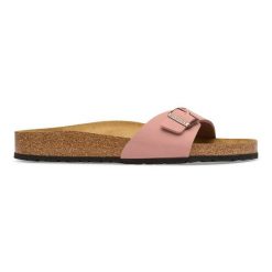 Birkenstock Madrid BFBC Pink Clay Klapki damskie. Czerwone klapki damskie Birkenstock, na lato, bez wzorów, eleganckie, bez obcasa, bez zapięcia. Za 339.99 zł.