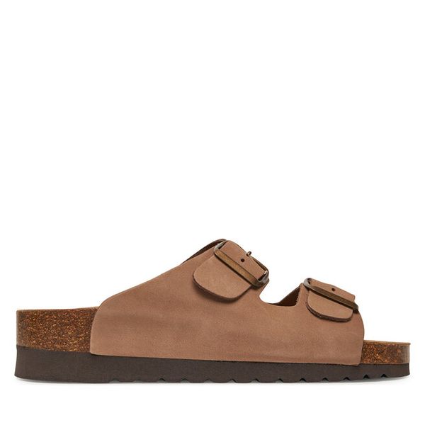 Klapki Grünland. Brązowe klapki damskie Grünland, bez wzorów, bez obcasa, bez zapięcia. Za 199.99 zł.