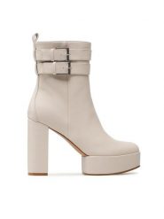 Jenny Fairy Botki PLATFORM-01KW Écru. Botki damskie Jenny Fairy, bez wzorów, ze skóry, bez obcasa, na słupku, bez zapięcia. Za 159.99 zł.