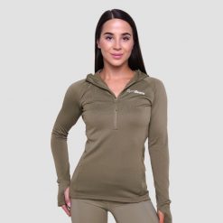 Bluza damska do biegania z zamkiem vetiver Pulse 1/2 Zip. Zielone bluzy damskie GYMBEAM, s, bez wzorów, z elastanu, bez ramiączek, bez kaptura. Za 127.90 zł.