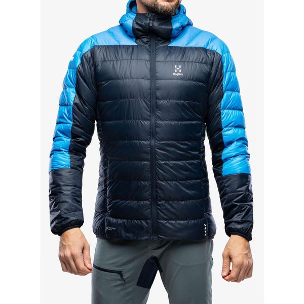Kurtka puchowa męska Haglofs L.I.M Down Hood. Niebieskie kurtki męskie Haglöfs, l, bez wzorów, z puchu, sportowe, bez kaptura. Za 1,037.99 zł.