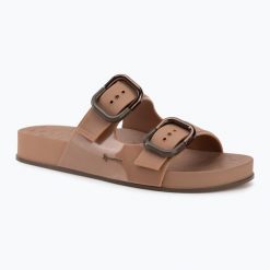Klapki damskie Ipanema Shore. Brązowe klapki damskie Ipanema, na lato, bez wzorów, z materiału, klasyczne, bez obcasa, bez zapięcia. Za 159.99 zł.